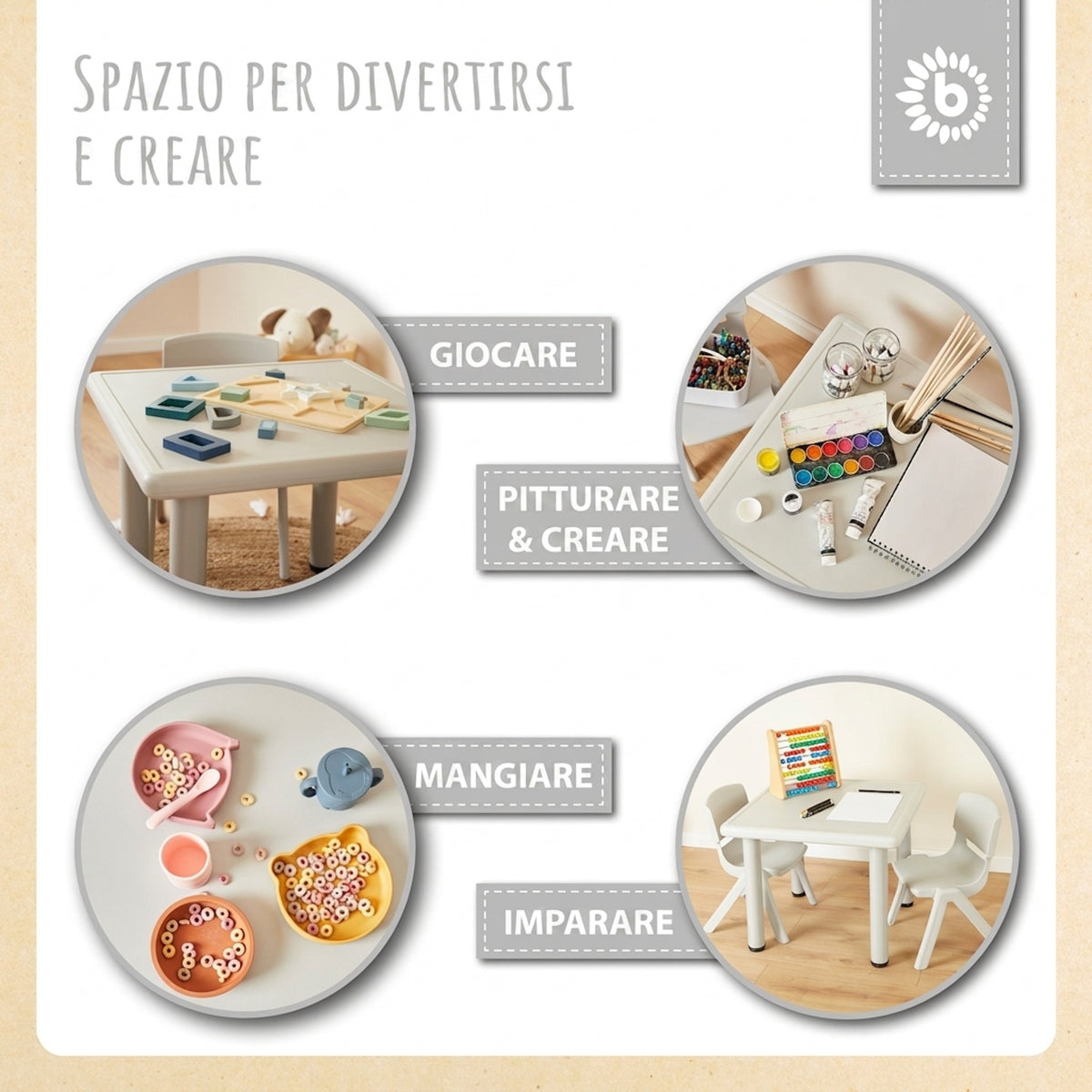 2x Kindertisch Silver & 4x Kinderstuhl Silver - IT Infographic