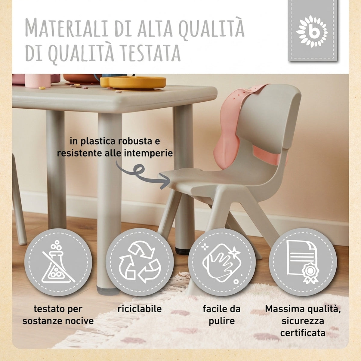 2x Kindertisch Silver & 4x Kinderstuhl Silver - IT Infographic