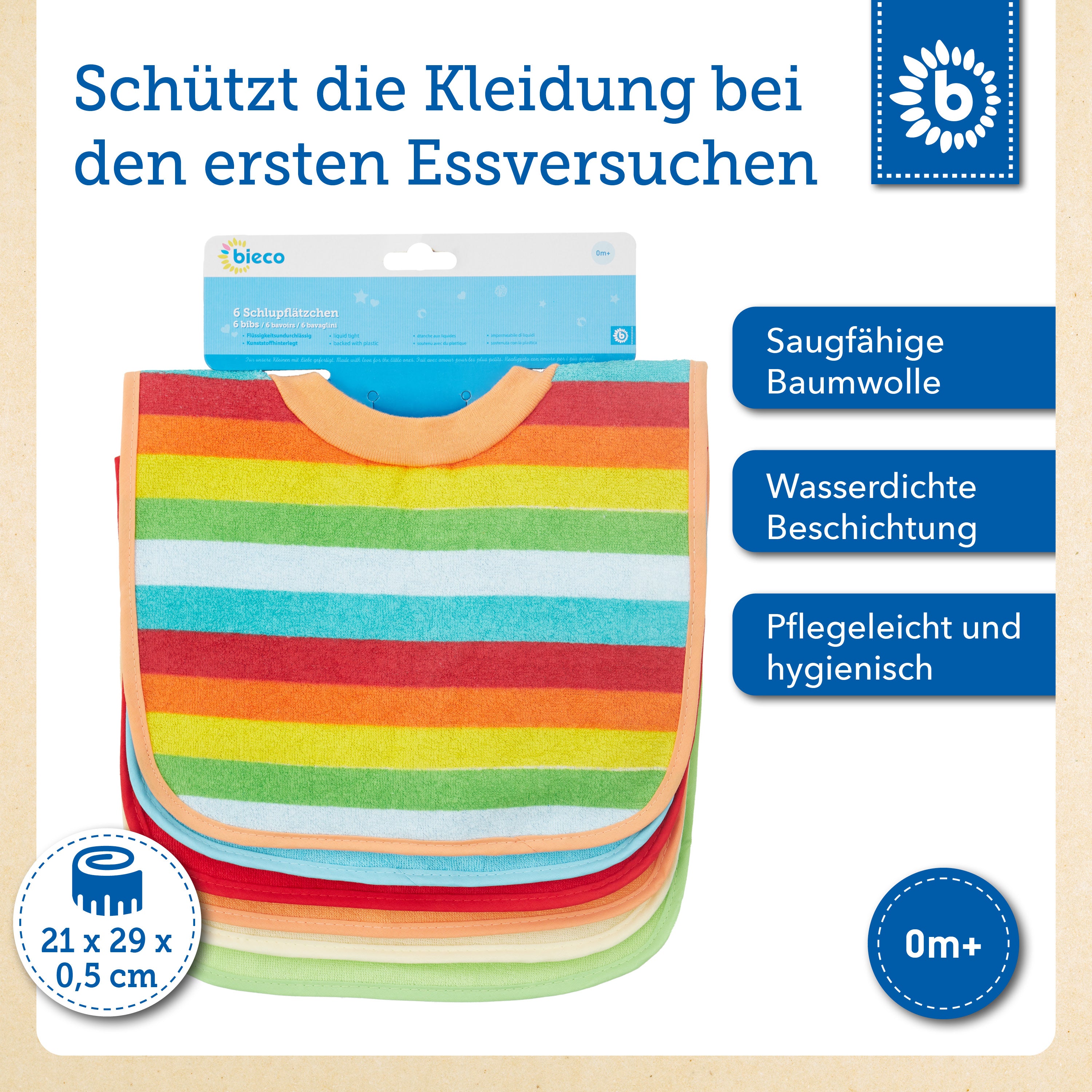 6er Set Schlupflätzchen Rainbow