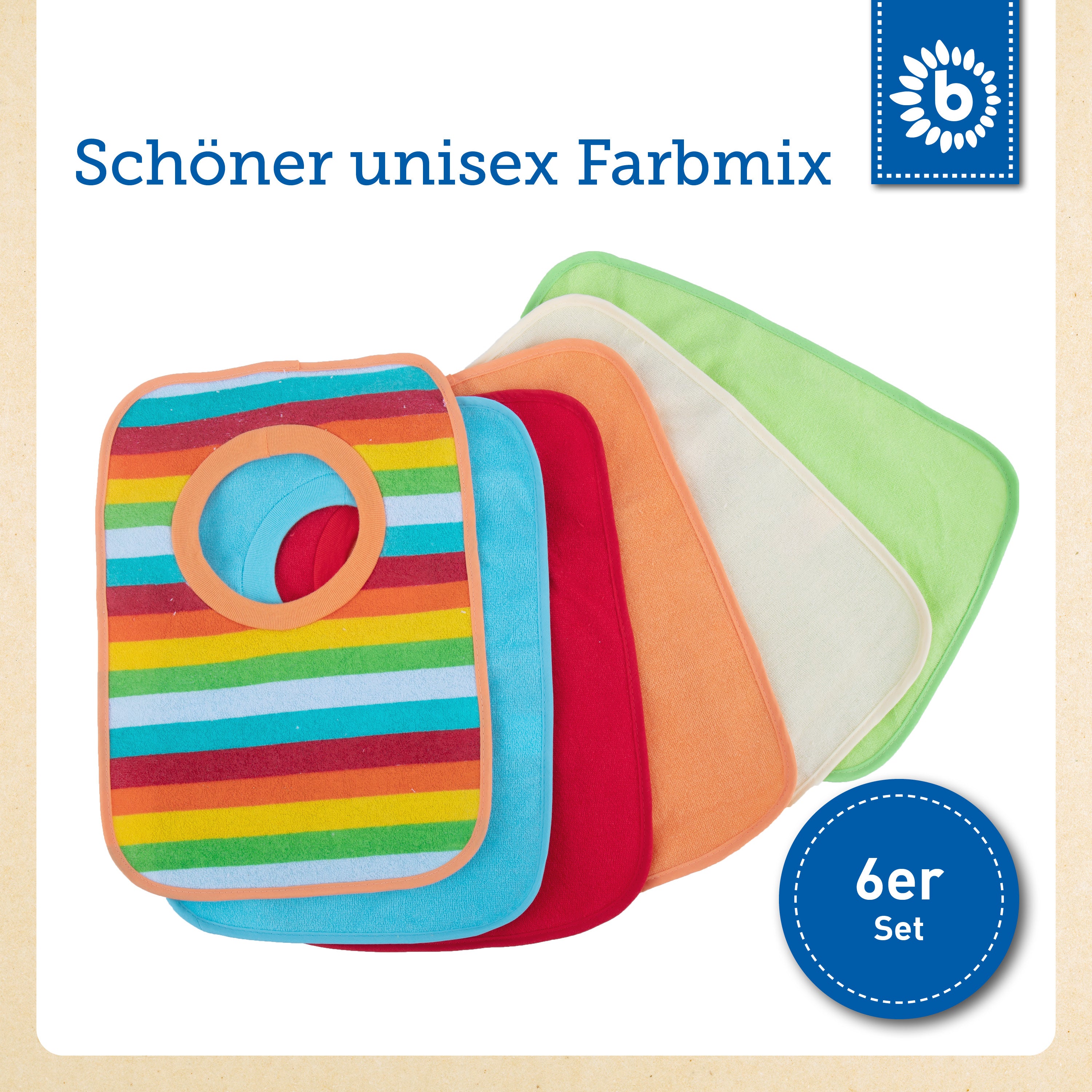 Lot de 6 bavoirs à enfiler Rainbow