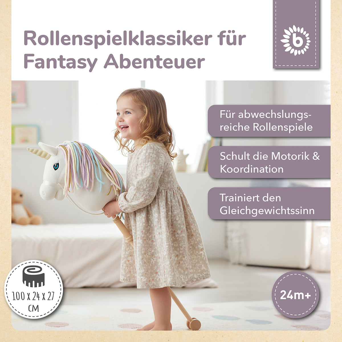 CAVALLO CON BASTONE UNICORNO RAINBOW