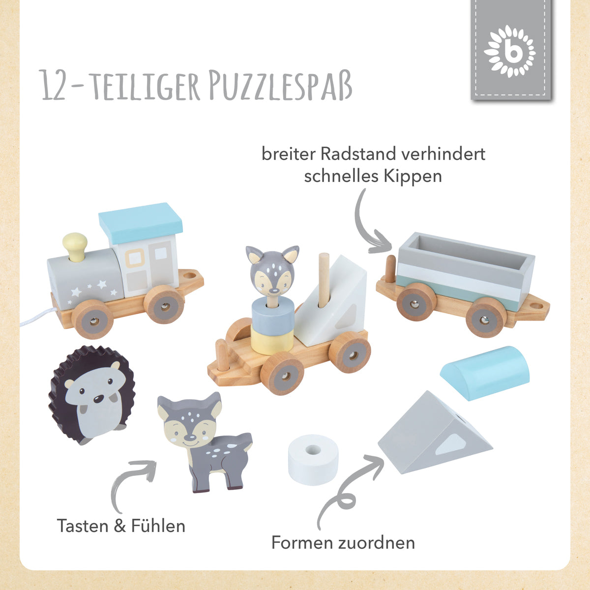 Train en bois à tirer avec formes à encastrer