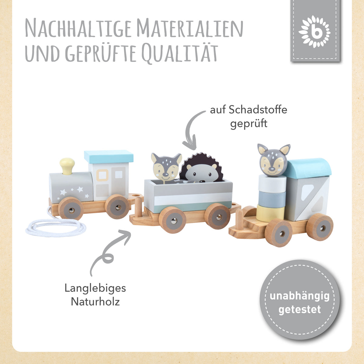 Train en bois à tirer avec formes à encastrer