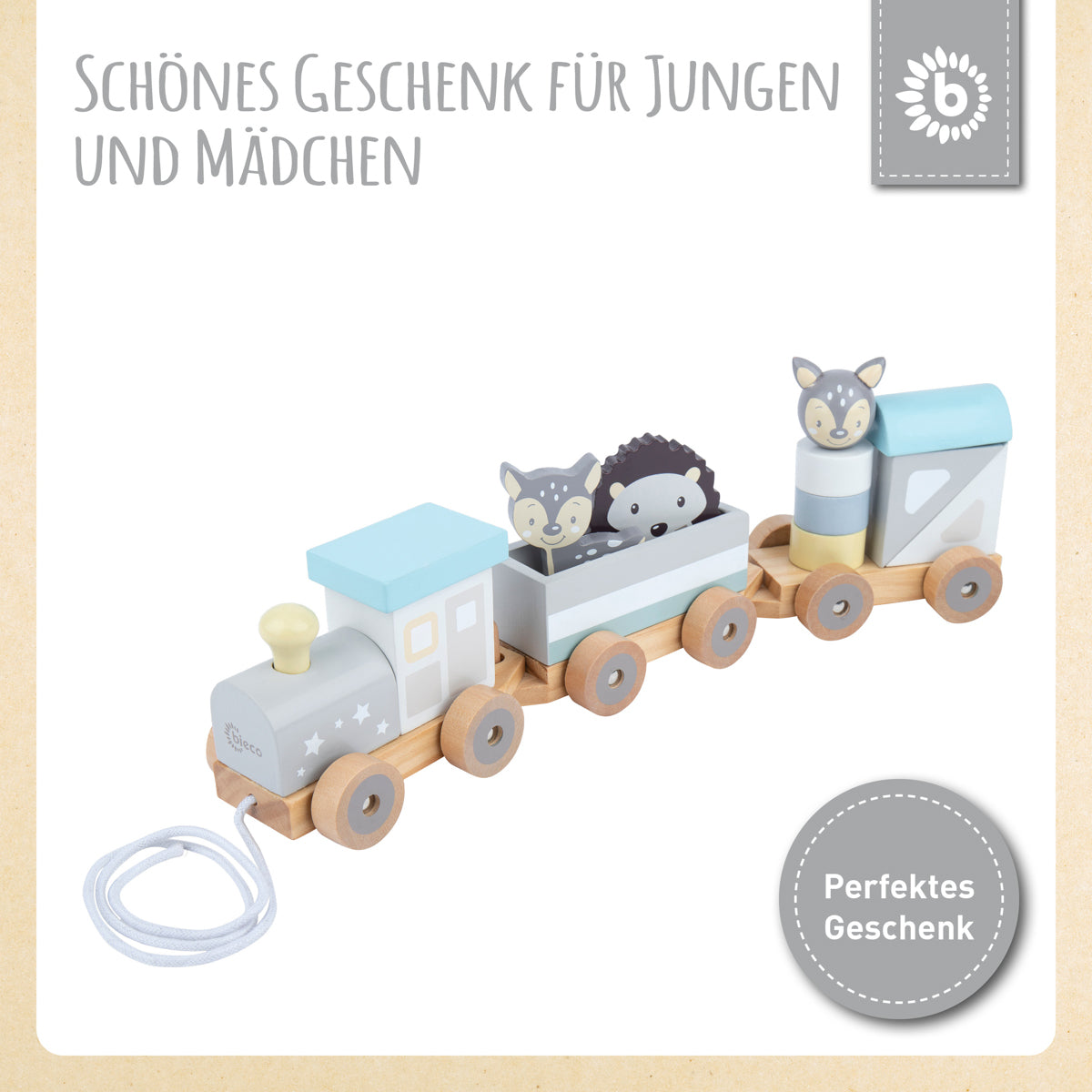 Train en bois à tirer avec formes à encastrer