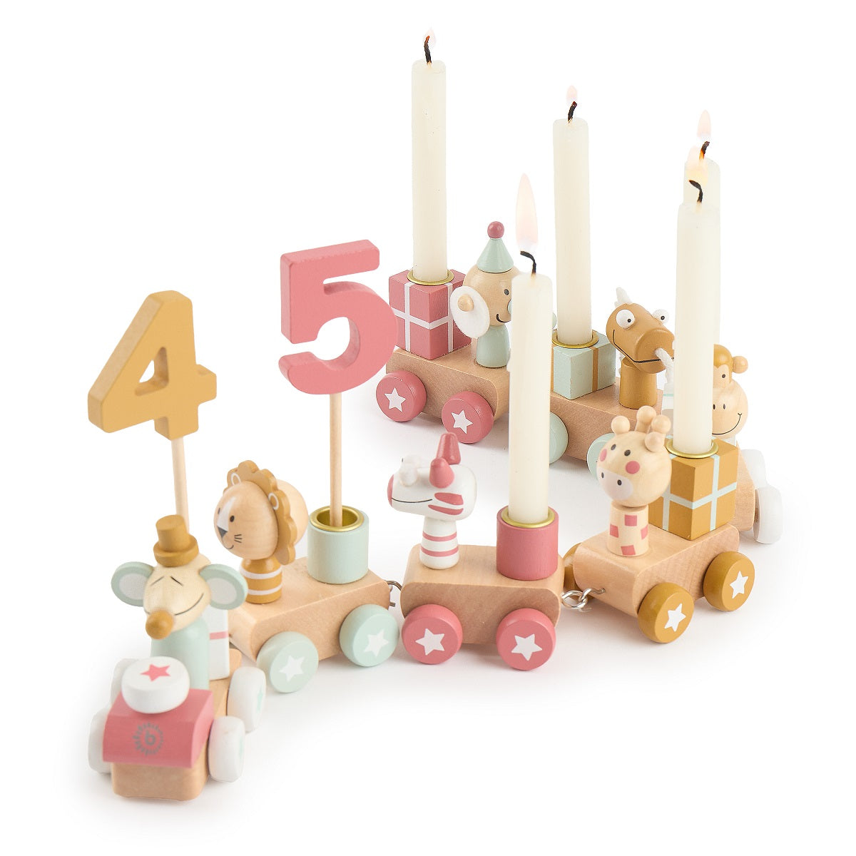 Train d'anniversaire en bois Berry 0-99 avec 6 bougies