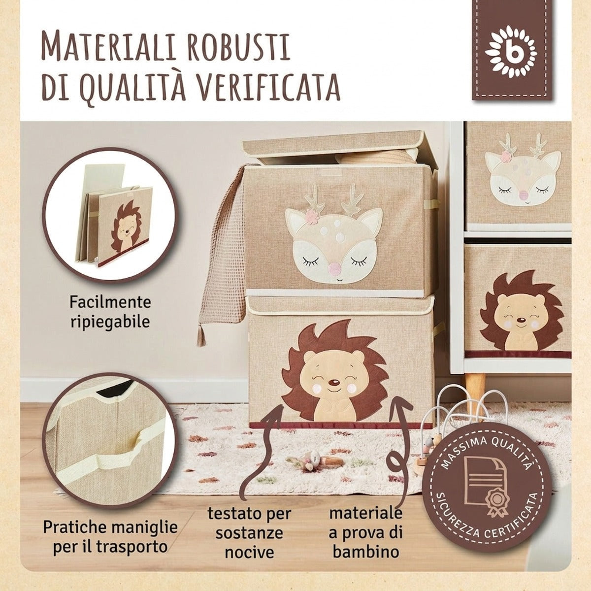 Aufbewahrungsbox Igel Piksi mit Deckel - IT Infographic