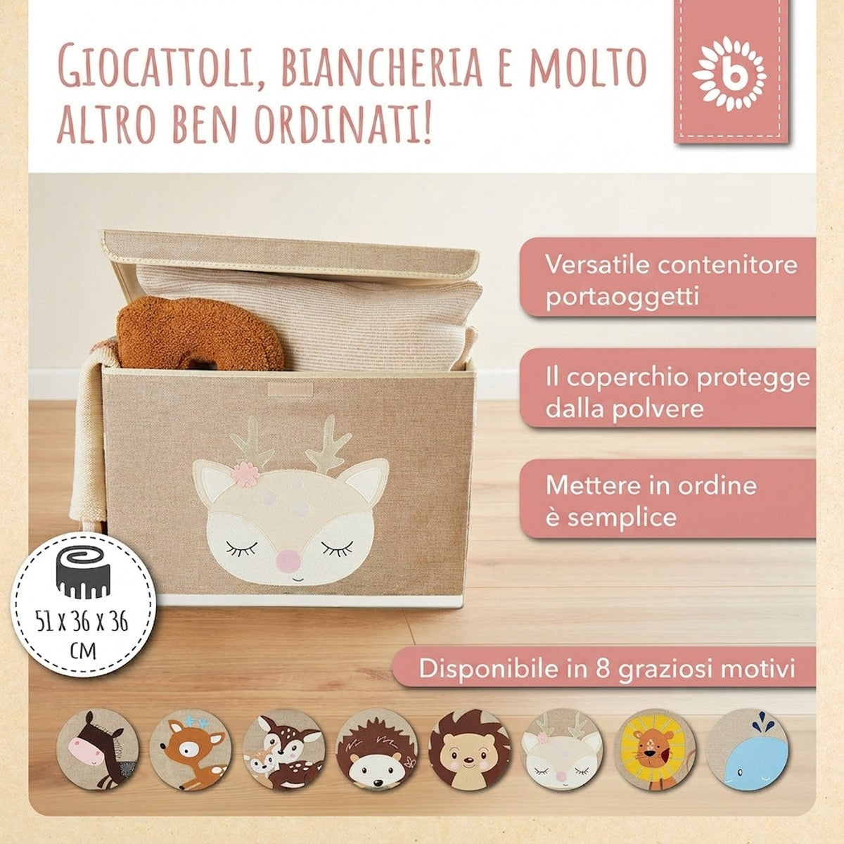 Aufbewahrungsbox Reh Ella mit Deckel - IT Infographic