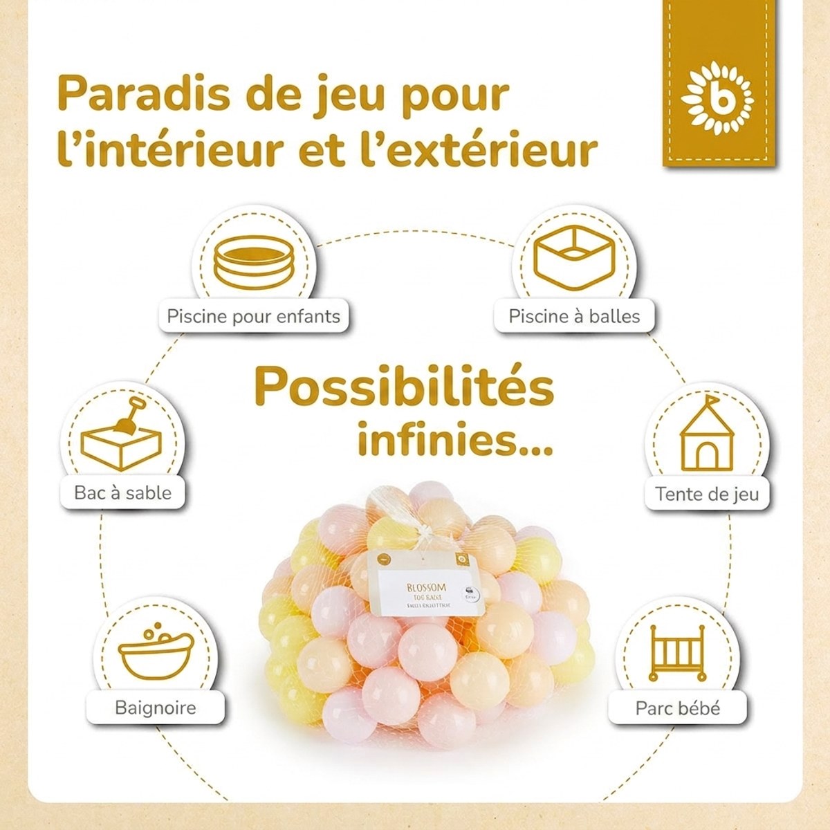 Bälle Blossom 100 Stück - FR Infographic