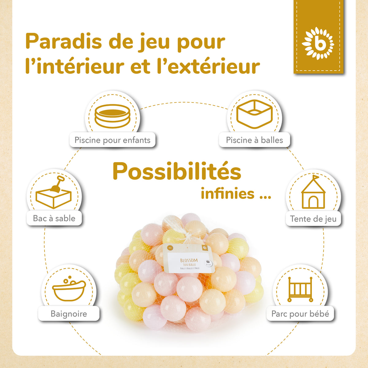 Bälle Blossom 100 Stück - FR Infographic