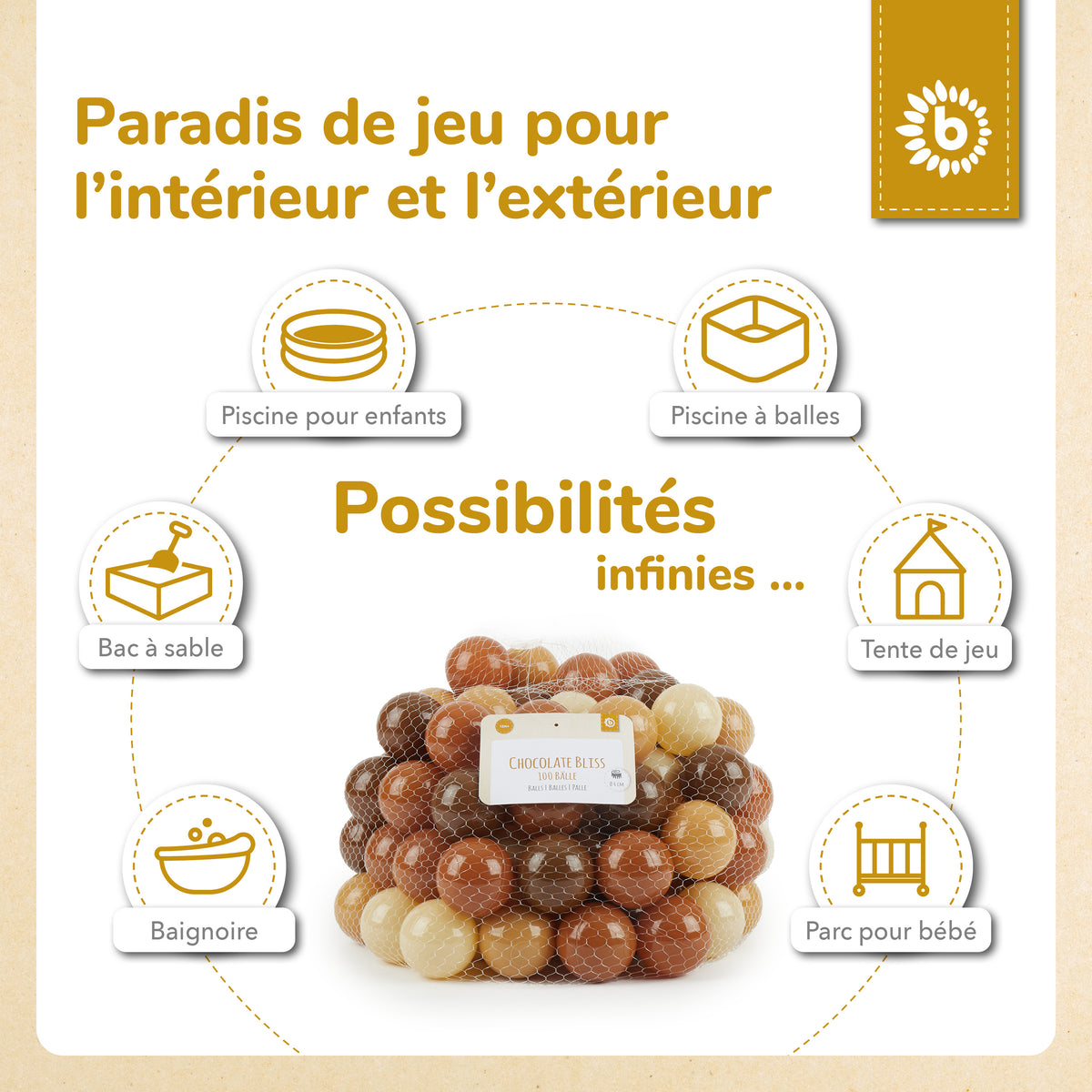 Bälle Chocolate Bliss 100 Stück - FR Infographic