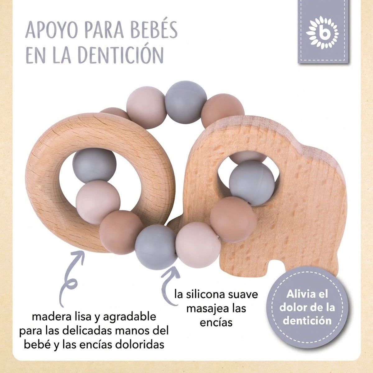 Beißring Elefant mit Silikonkette - ES Infographic