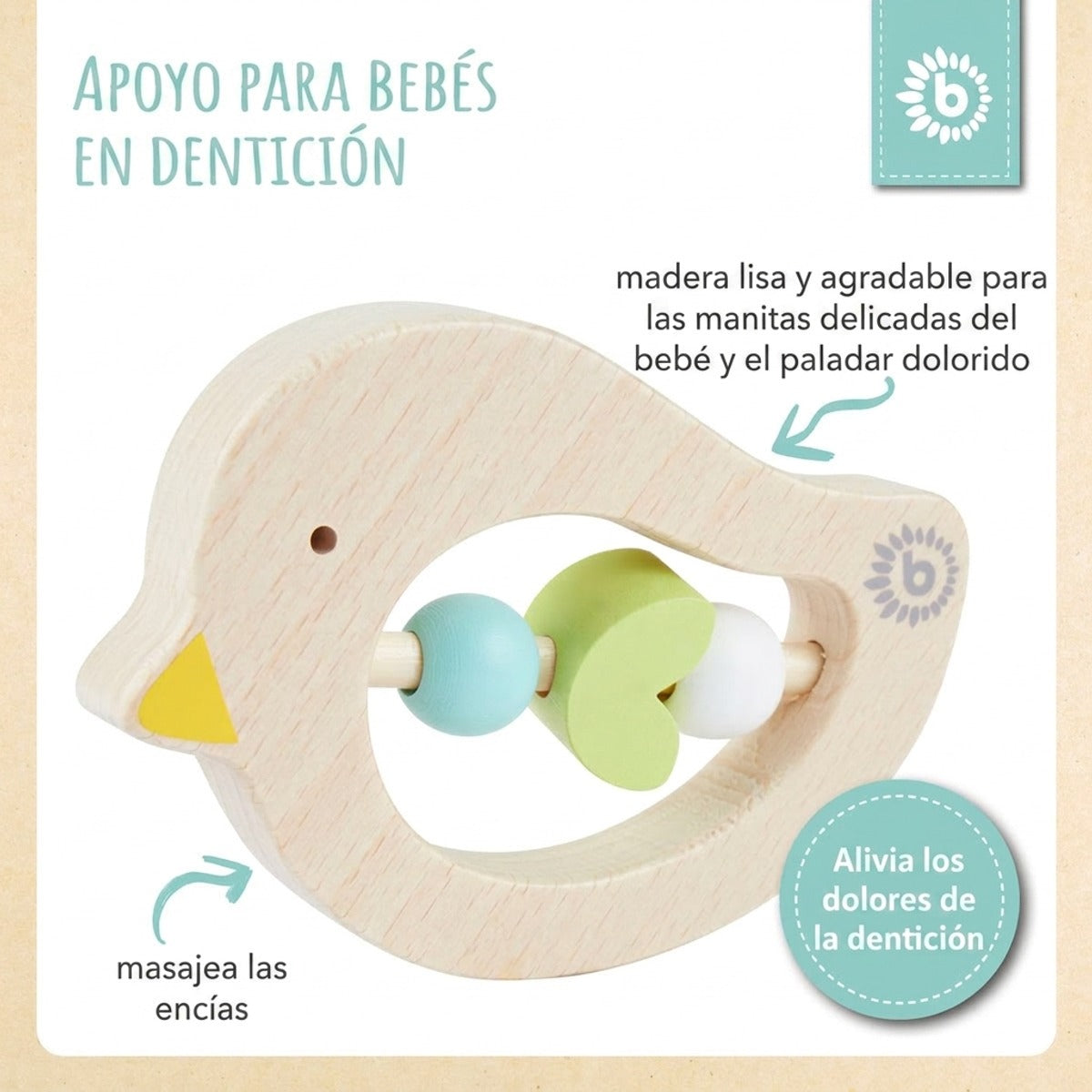 Beißring Vogel light teal - ES Infographic