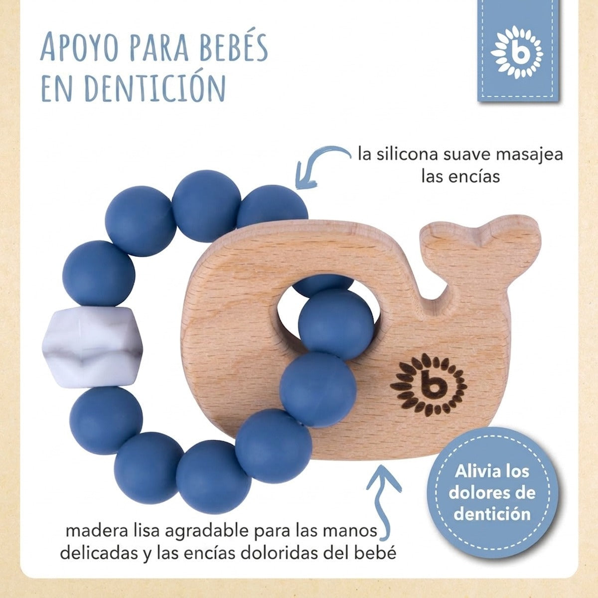 Beißring Wal mit Silikonkette - ES Infographic