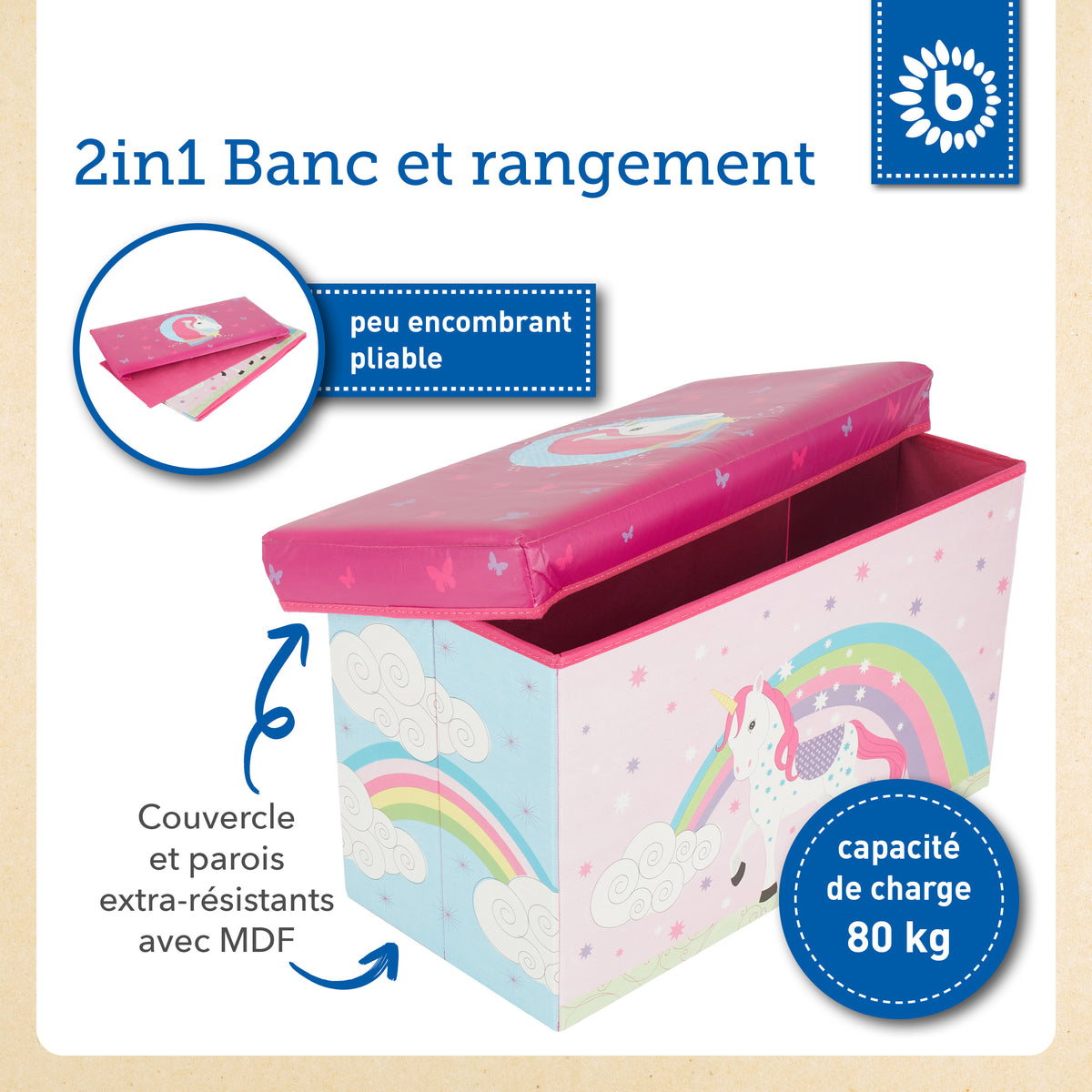 2in1 Staubox & Sitzbank Einhorn - FR Infographic