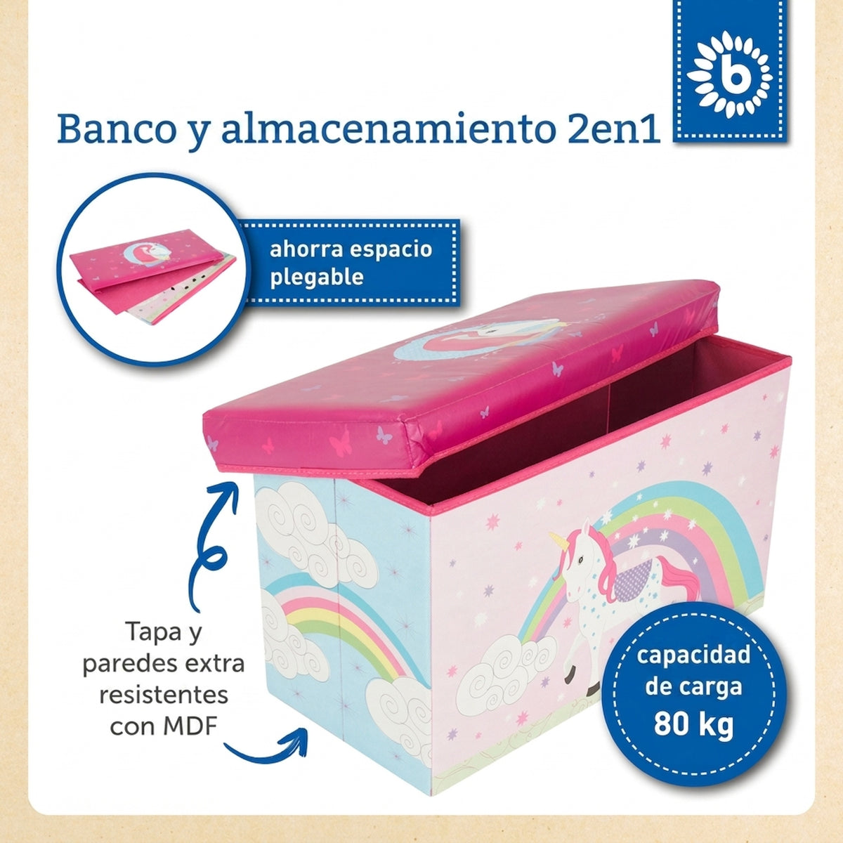 2in1 Staubox & Sitzbank Einhorn - ES Infographic
