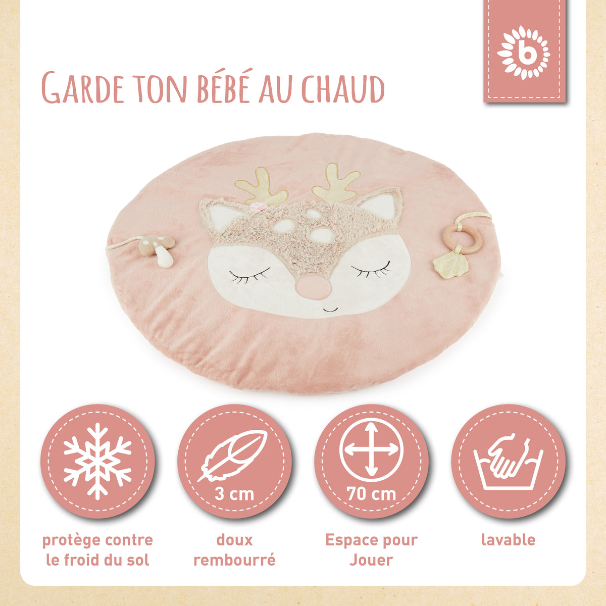 Spieldecke Reh Ella - FR Infographic