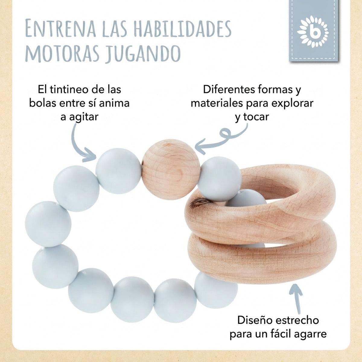 Beißring mit Silikonkette hazy blue - ES Infographic