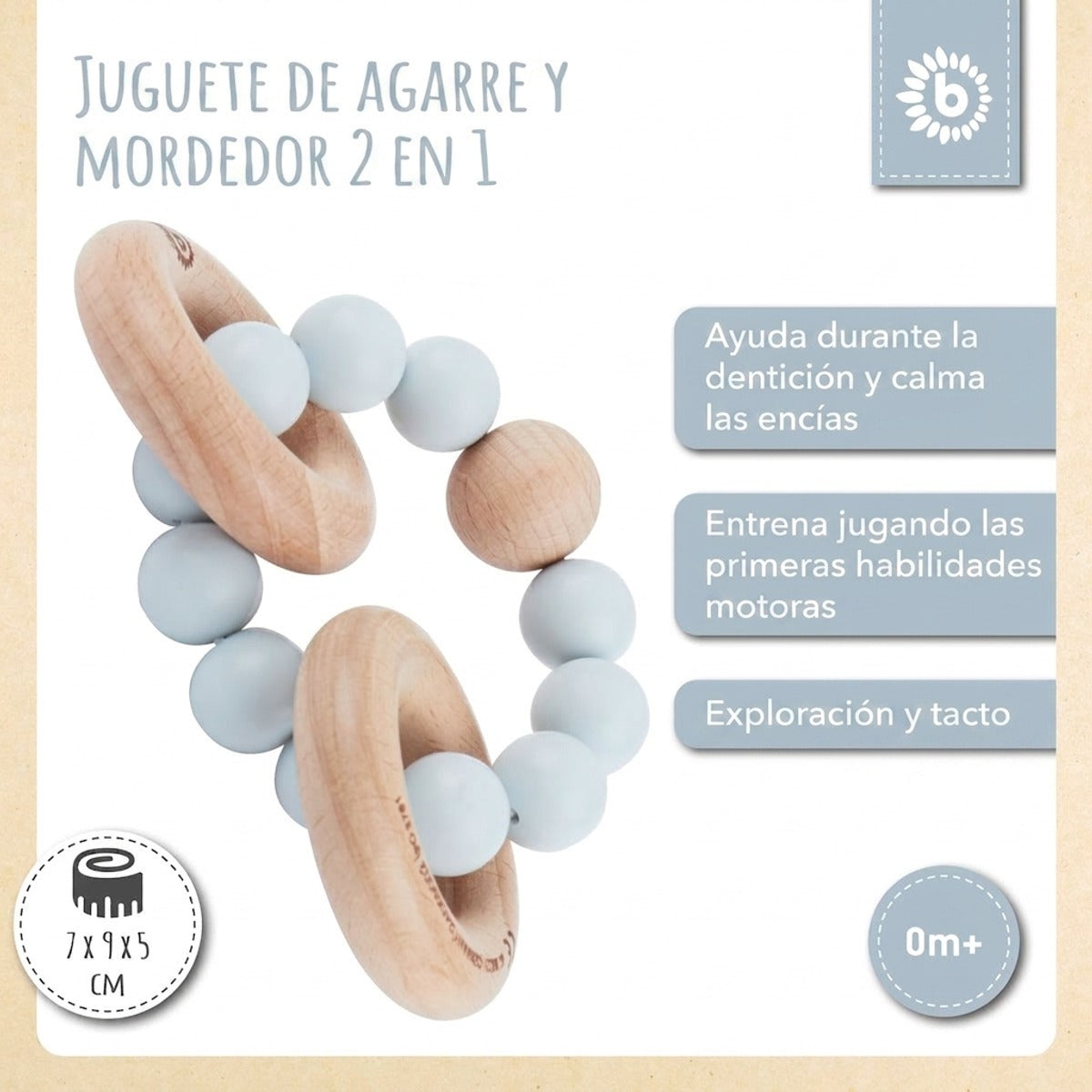 Beißring mit Silikonkette hazy blue - ES Infographic