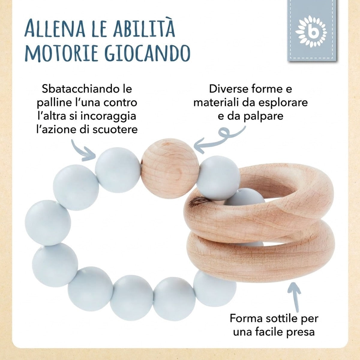 Beißring mit Silikonkette hazy blue - IT Infographic