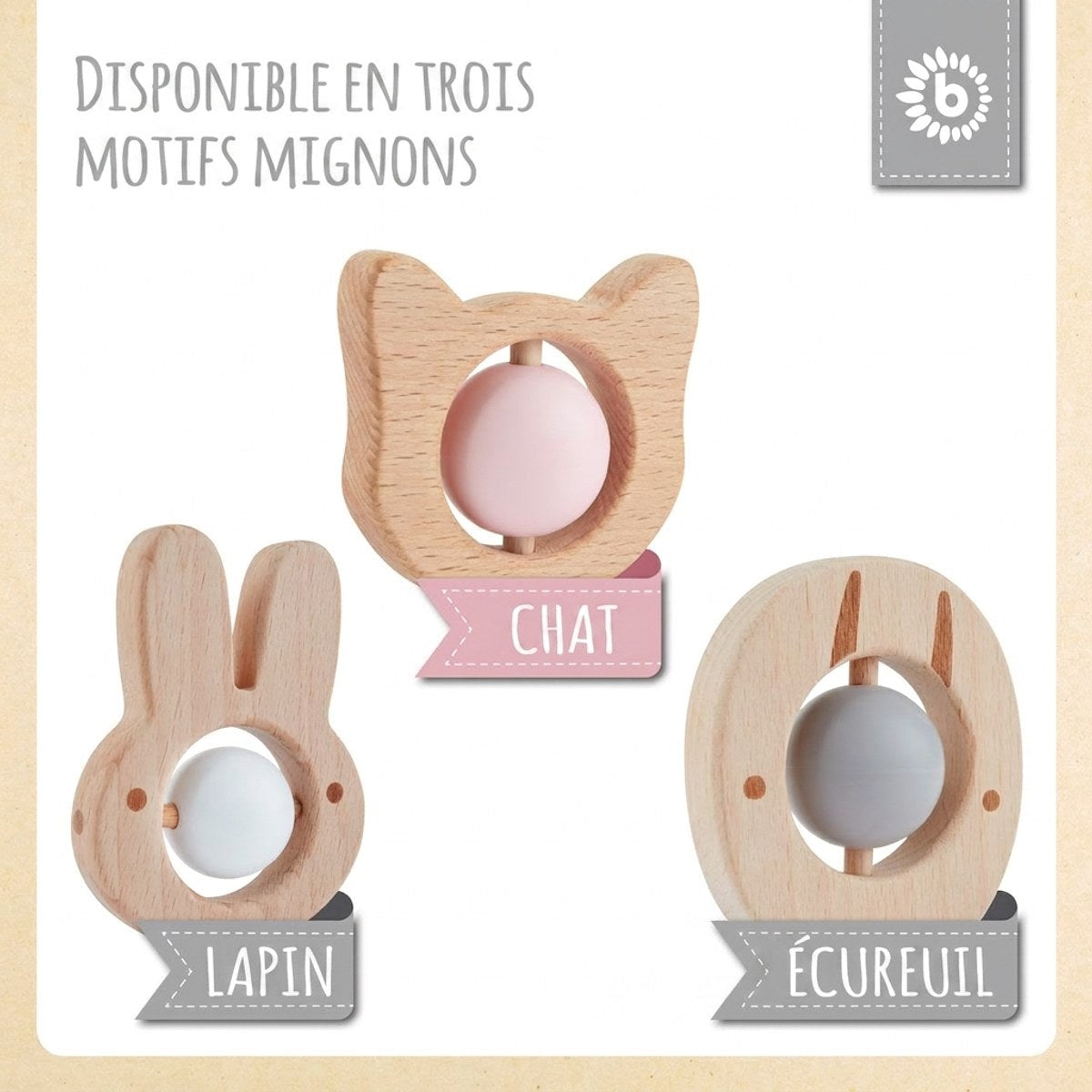 Beißring Eichhörnchen mit Silikonball - FR Infographic