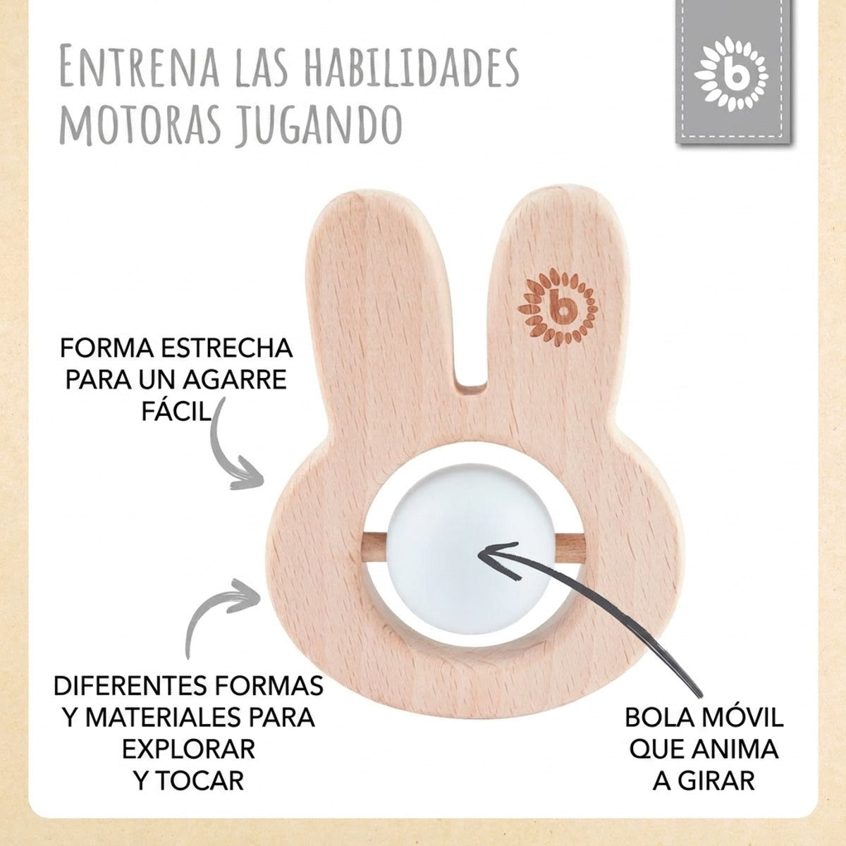 Beißring Hase mit Silikonball - ES Infographic