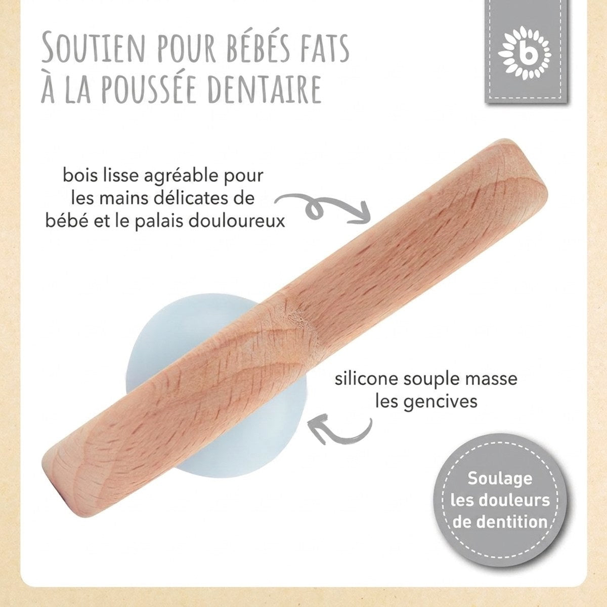 Beißring Hase mit Silikonball - FR Infographic