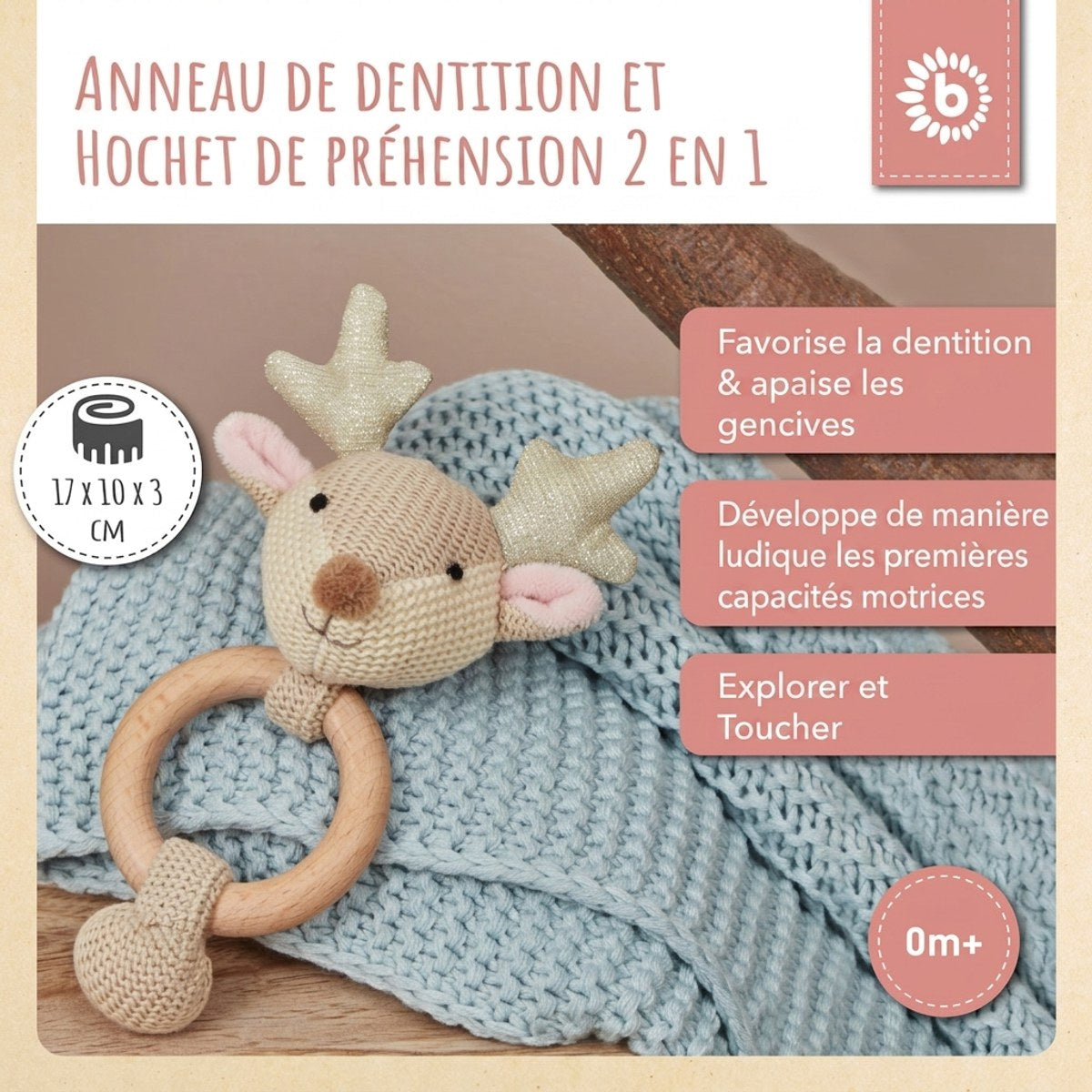 Greifling Reh Lia mit Rassel - FR Infographic