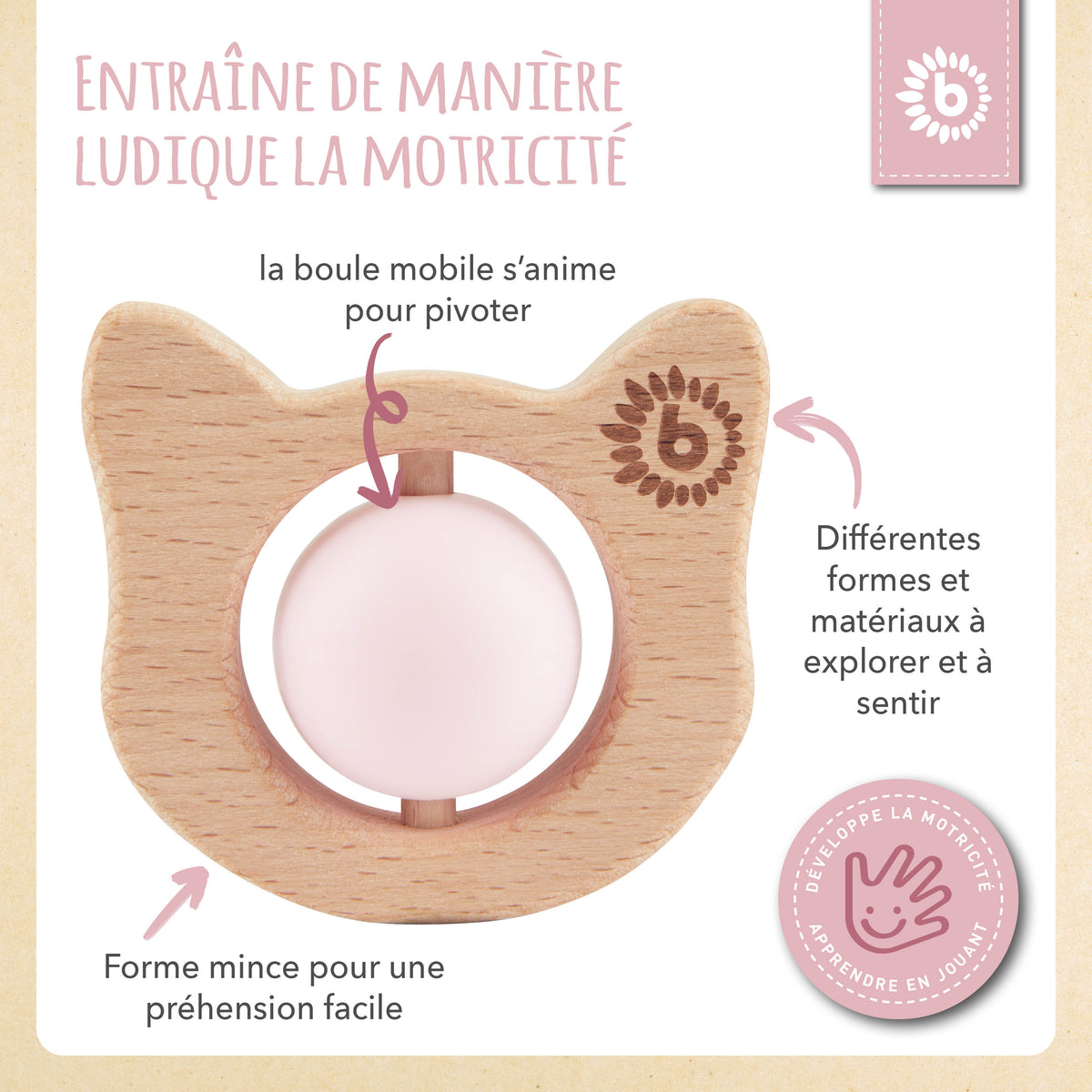 Beißring Katze mit Silikonball - FR Infographic