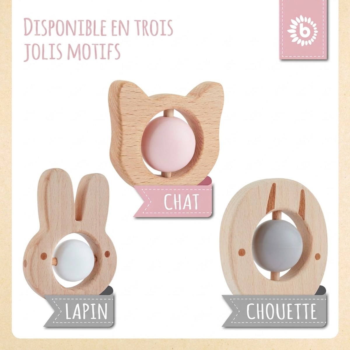 Beißring Katze mit Silikonball - FR Infographic