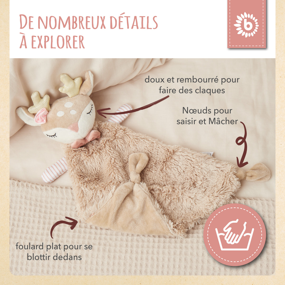Schmusetuch Reh Ella - FR Infographic