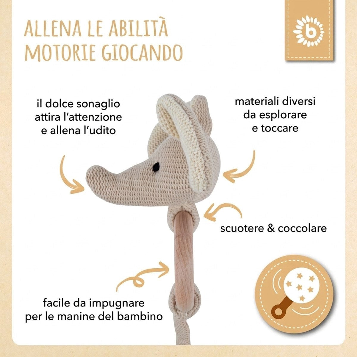 Greifling Elefant mit Rassel - IT Infographic
