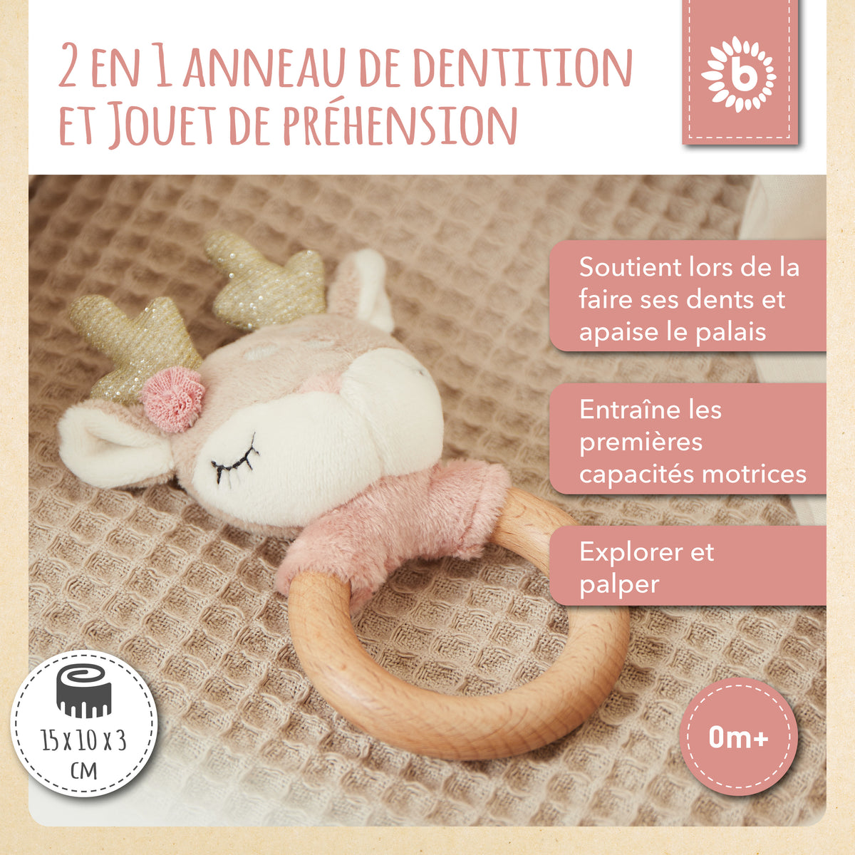 Greifling Reh Ella mit Rassel - FR Infographic