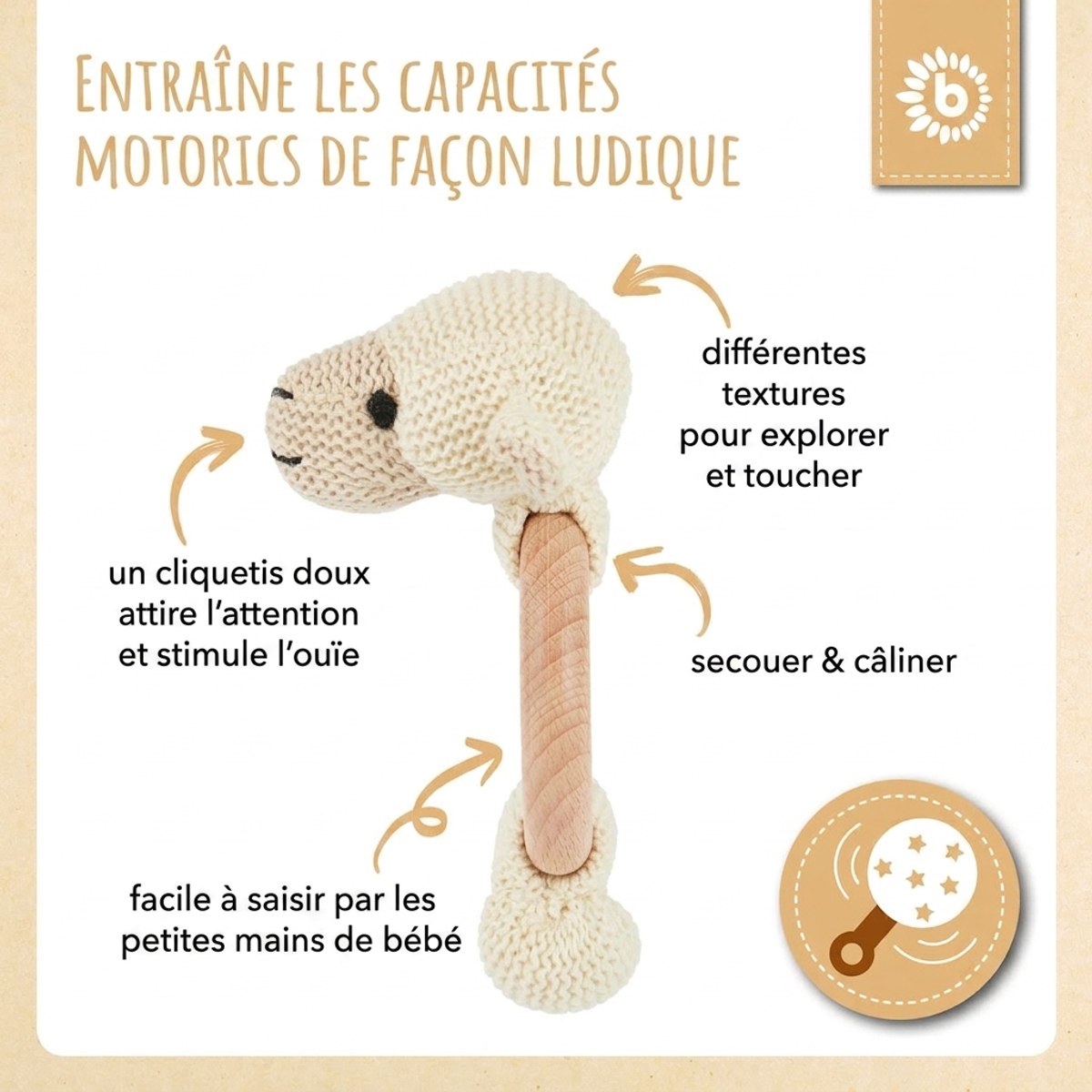 Greifling Schaf mit Rassel - FR Infographic
