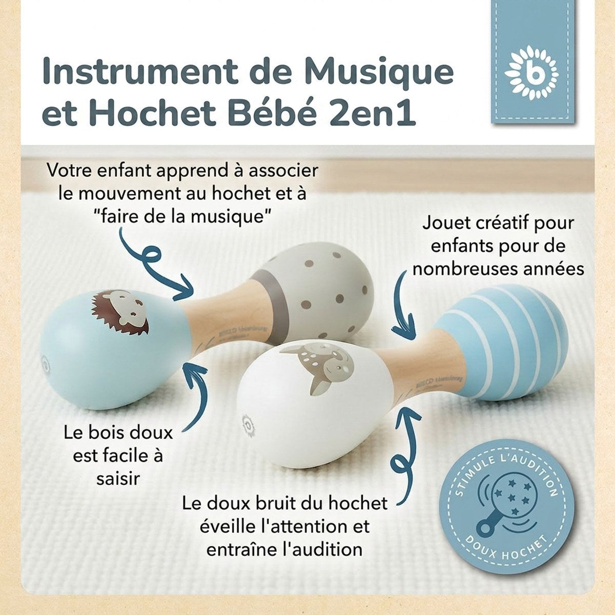 Hantelrasseln 2er Set Waldtiere - FR Infographic