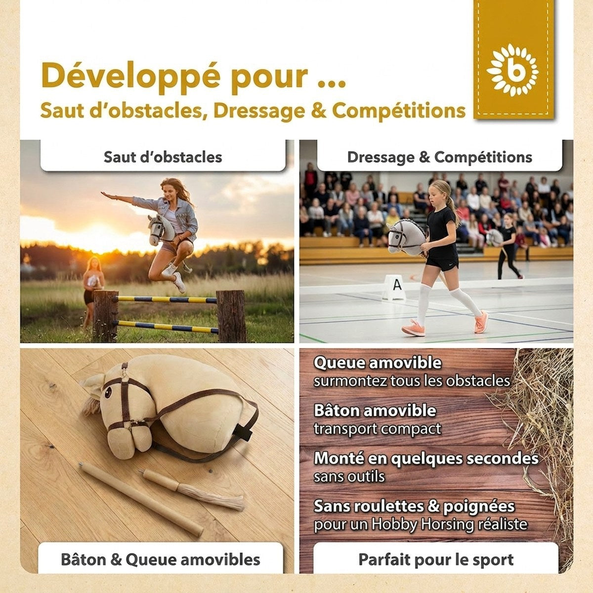 HOBBY HORSE BEIGE - GRÖSSE M - FR Infographic