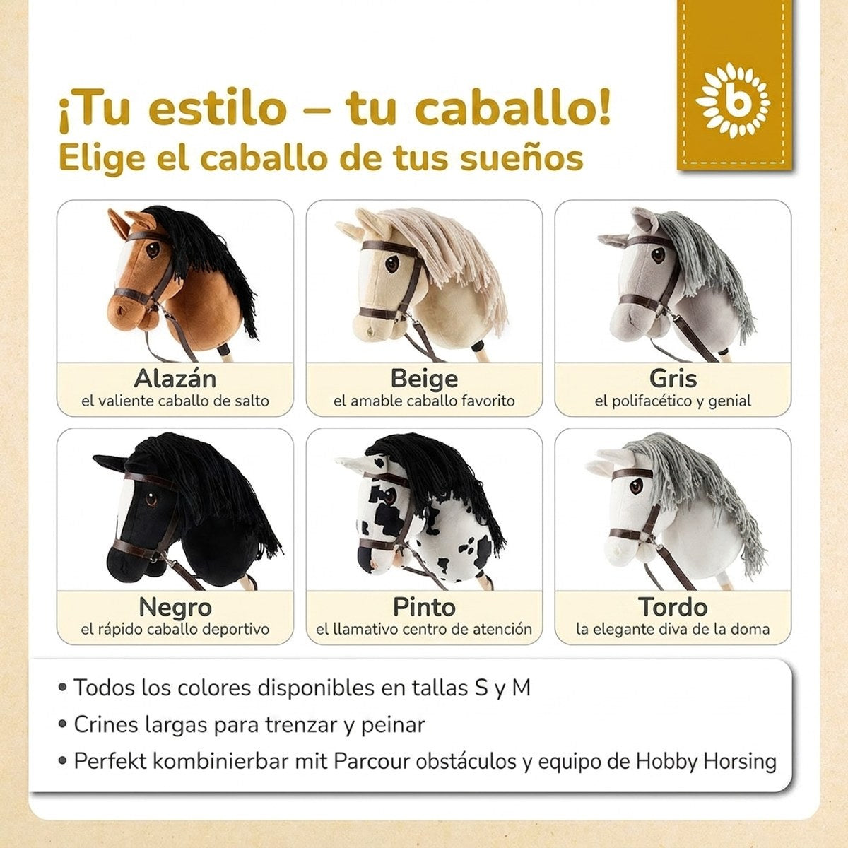 HOBBY HORSE GRAU - GRÖSSE M - ES Infographic