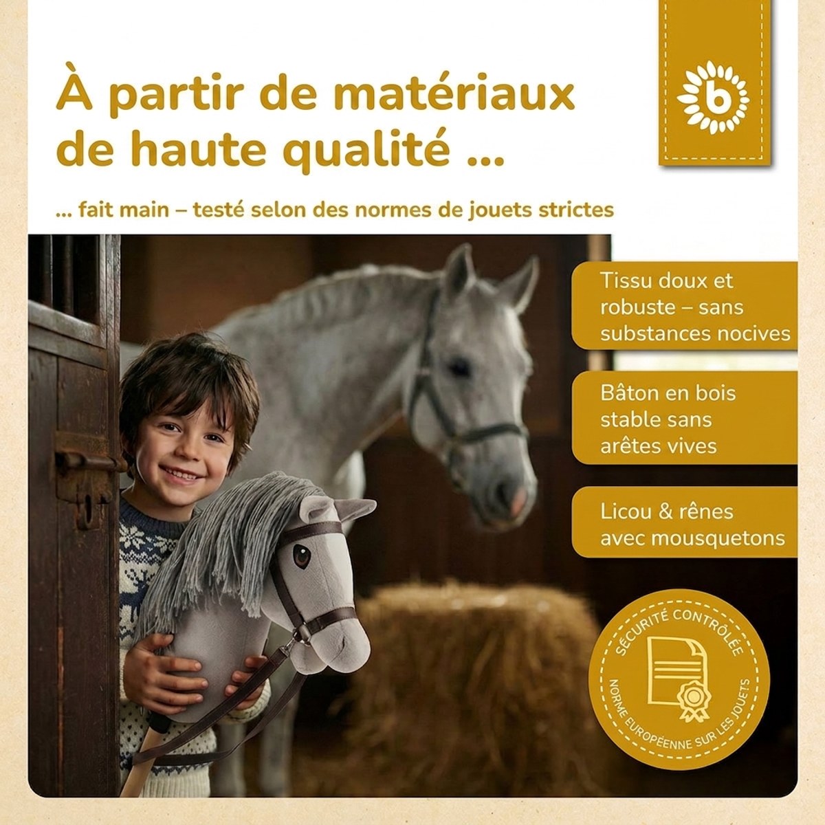 HOBBY HORSE GRAU - GRÖSSE M - FR Infographic
