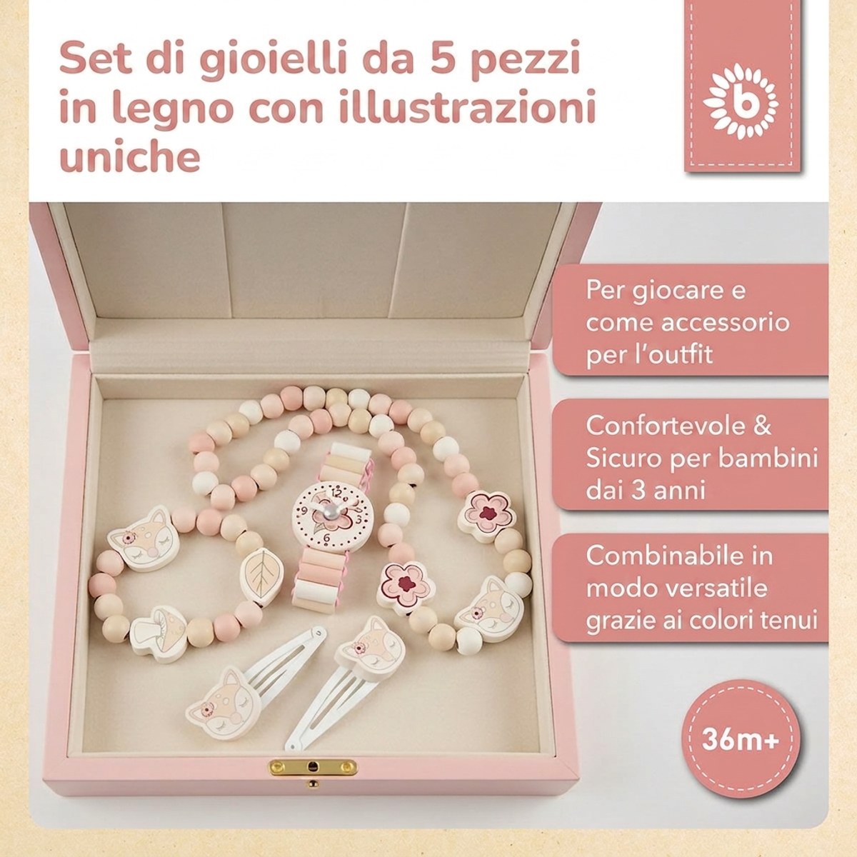 Holzschmuckset Reh Ella FSC® - IT Infographic