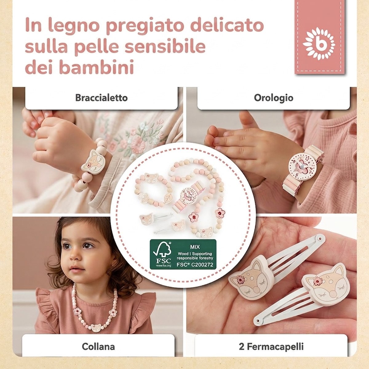 Holzschmuckset Reh Ella FSC® - IT Infographic