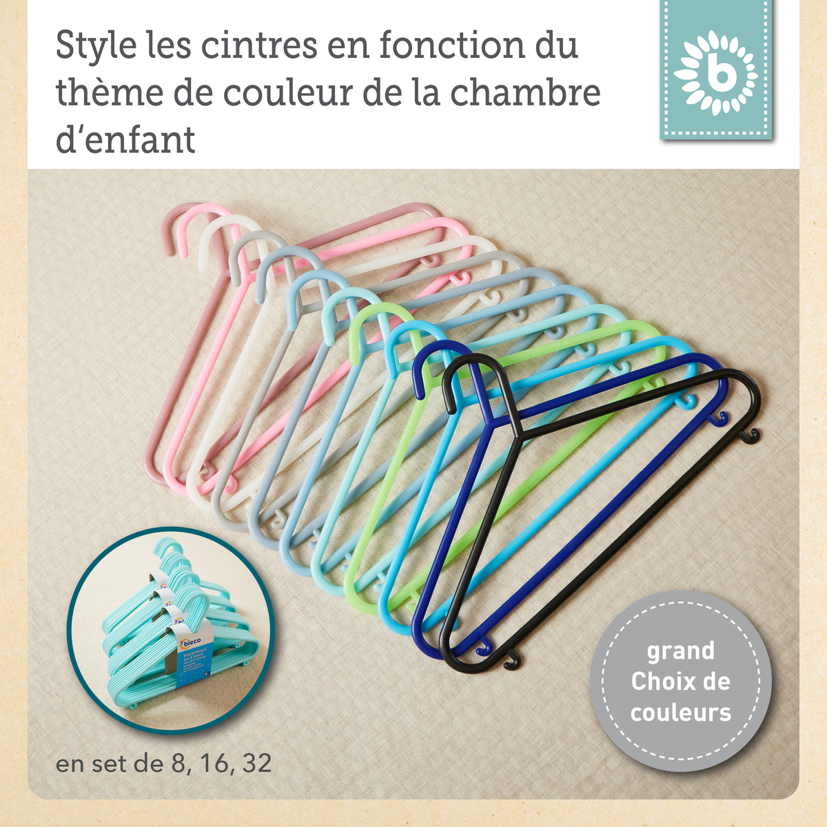 Kleiderbügel 8er Set light teal - FR Infographic