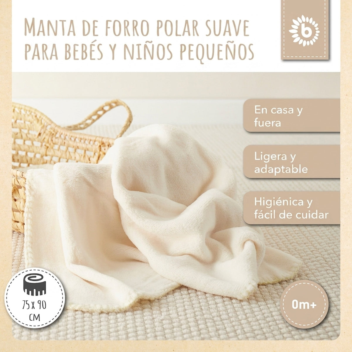 Kuscheldecke Fleece beige - ES Infographic