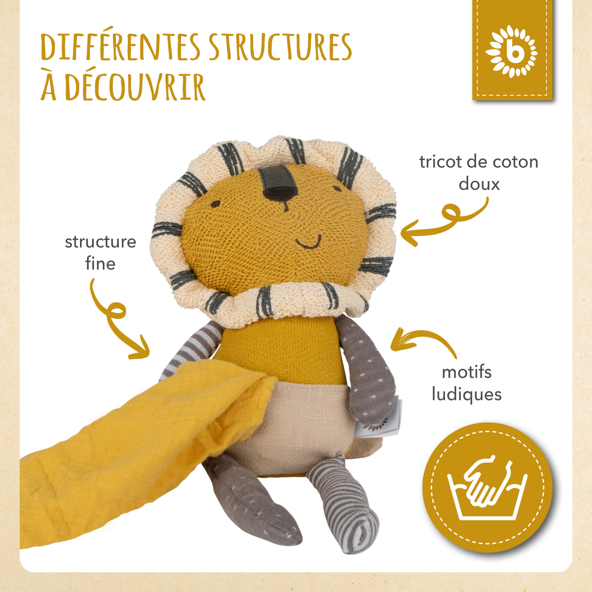 Kuscheltier Löwe mit Schmusetuch - FR Infographic