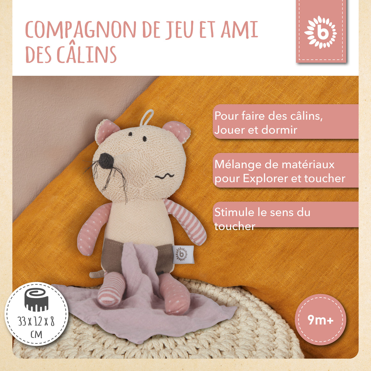 Kuscheltier Maus mit Schmusetuch - FR Infographic