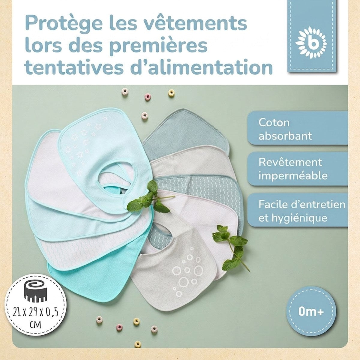 Lätzchen 10er Set teal - FR Infographic