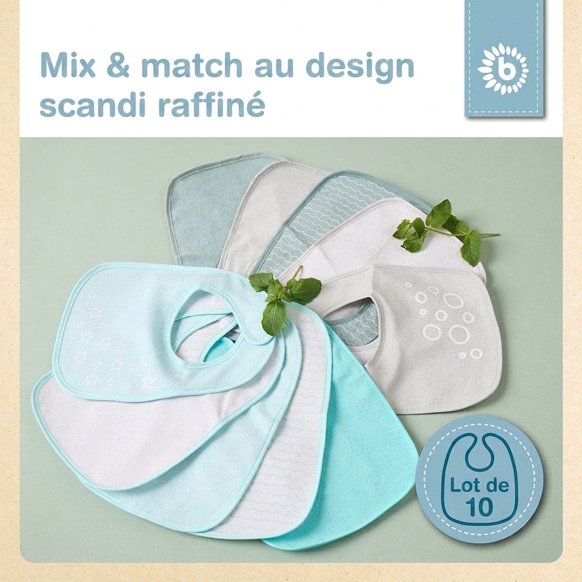 Lätzchen 10er Set teal - FR Infographic