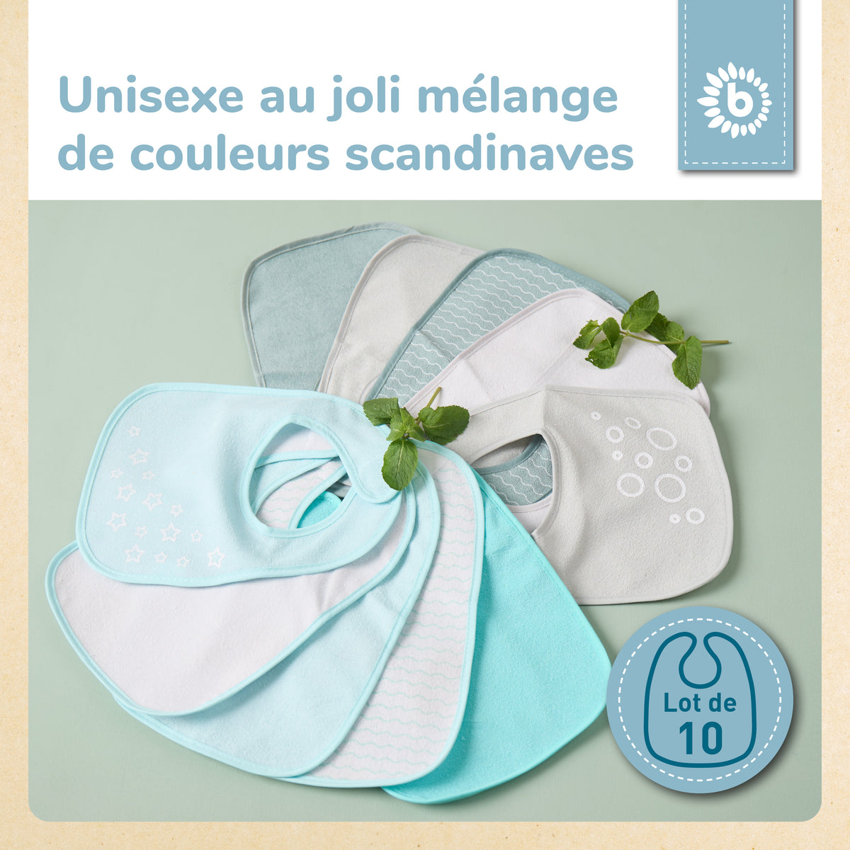 Lätzchen 10er Set teal - FR Infographic