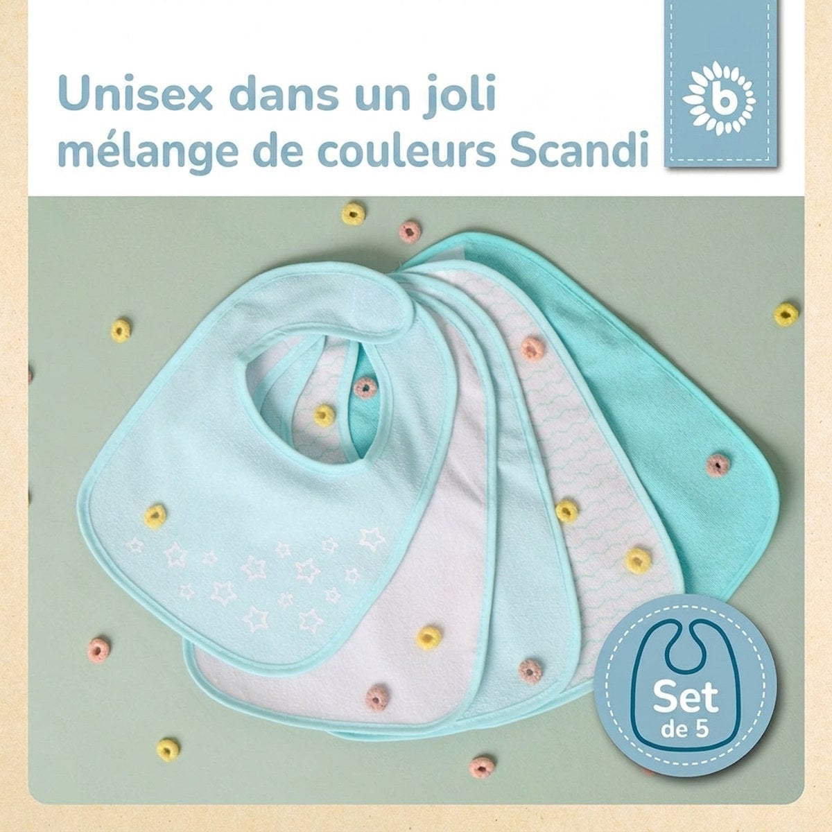 Lätzchen 5er Set teal - FR Infographic