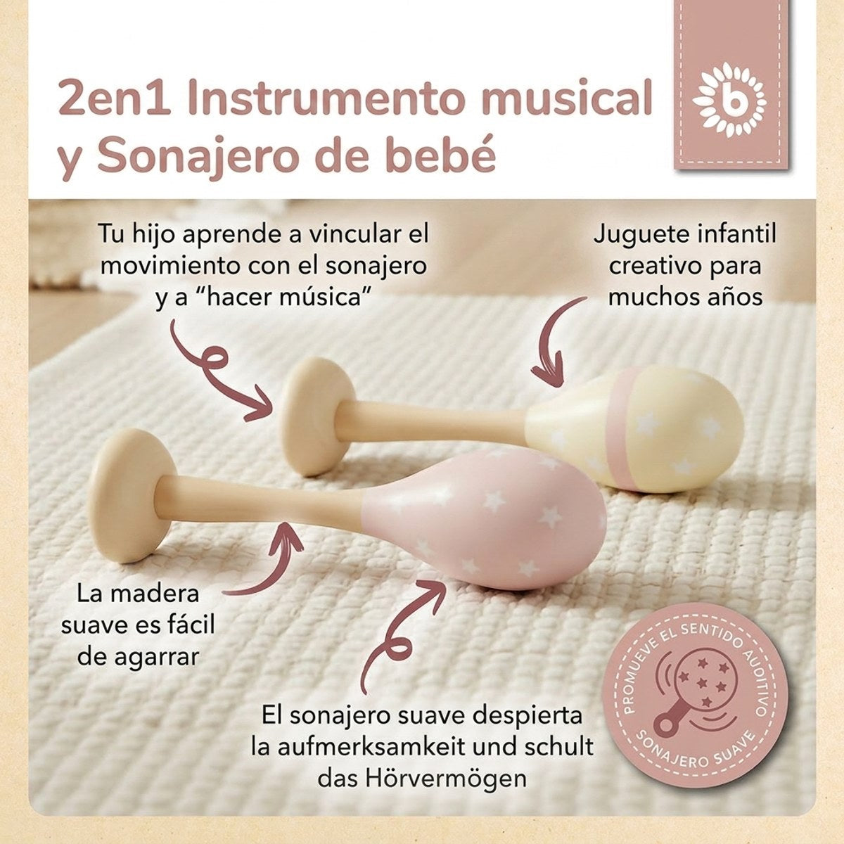 Maracas 2er Set dreamy rose - ES Infographic