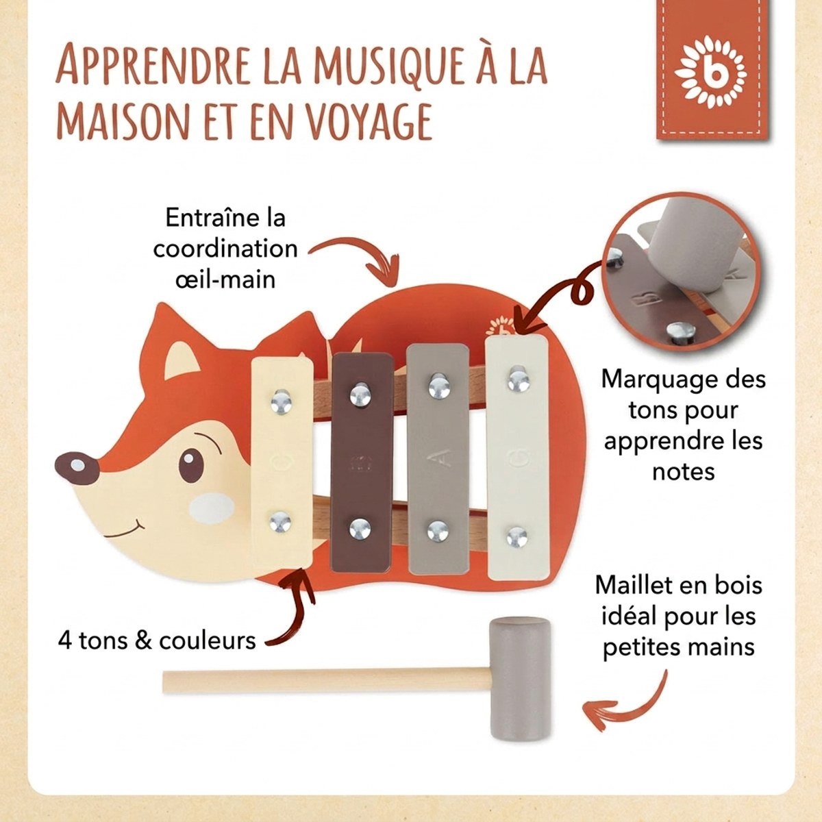 Mini Xylophon Fuchs FSC® - FR Infographic