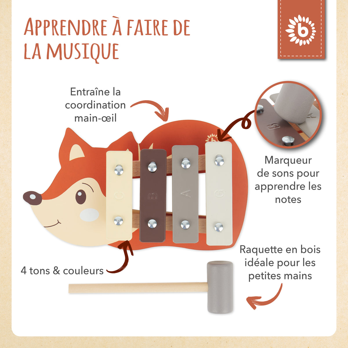 Mini Xylophon Fuchs FSC® - FR Infographic